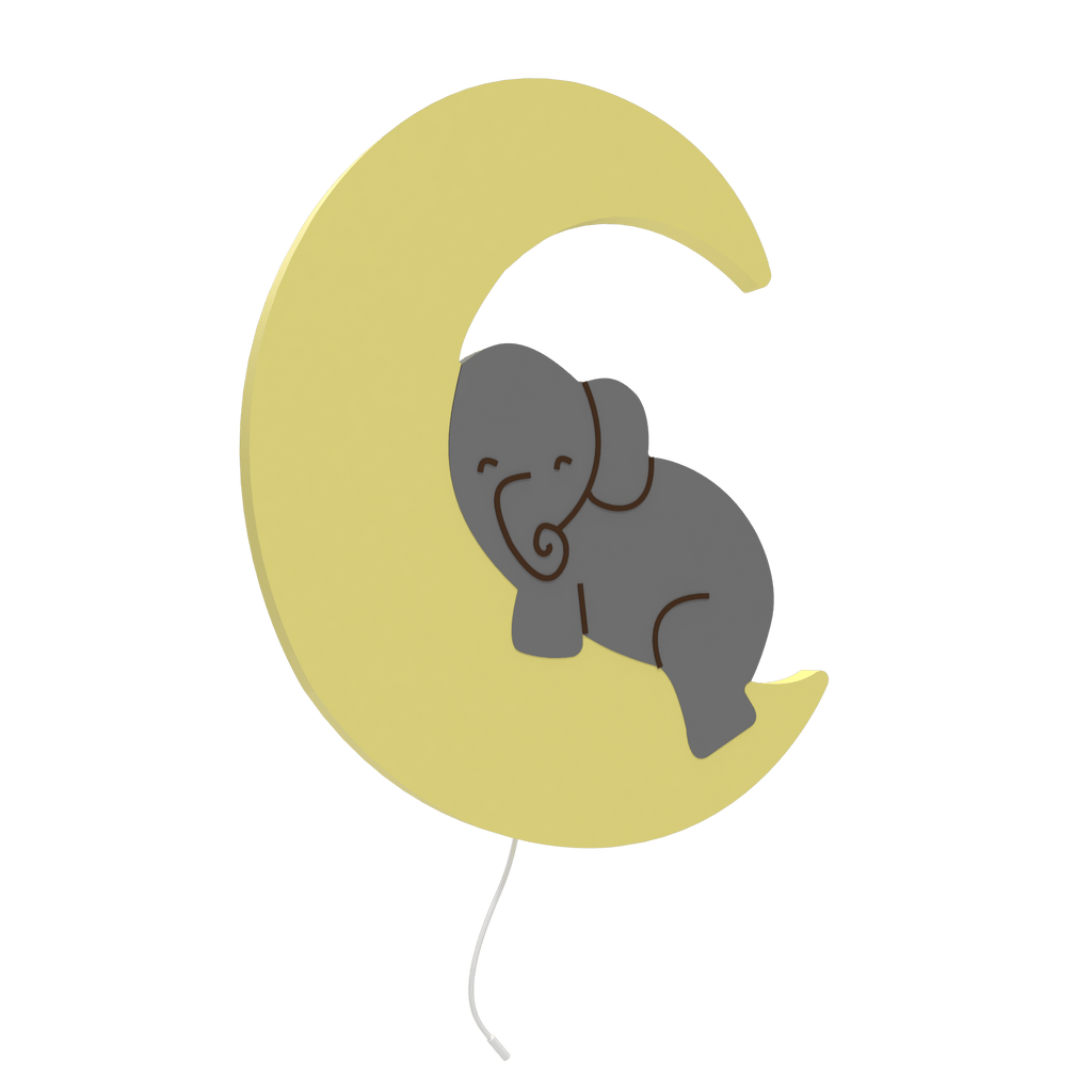 lampe murale pour chambre enfant elephant sur lune jaune