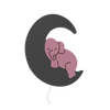 lampe murale pour enfant grise rose éléphant sur lune
